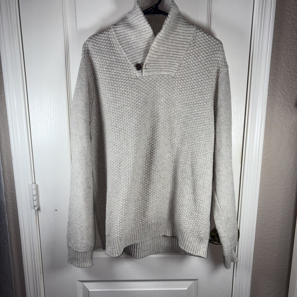 Old Navy San Francisco Men's Ivory Pullover Sweater L – High Neck/Button, EUC Cl - Picture 2 of 6